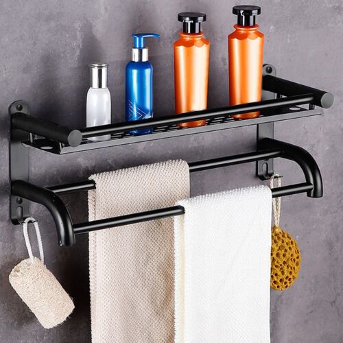 Dual-Level Towel Rail & Storage Shelf